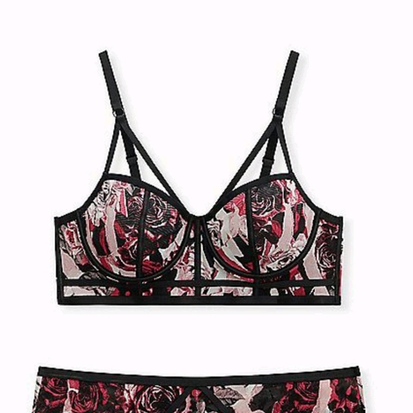 🔷BLACK & PINK ROSE POWER MESH BRALETTE - Picture 6 of 7